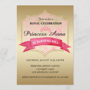 Invitation royale rose de fête d'anniversaire de