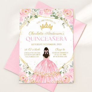 Invitation Royale Rose pour les 15 ans de ma Quinc