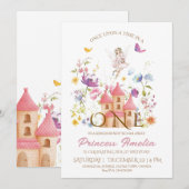 Invitation Royaume Fée thème Filles 1er anniversaire (Devant / Derrière)
