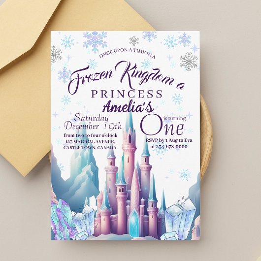 Invitation Royaume gelée Princesse 1er anniversaire