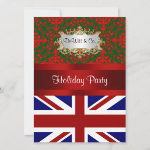 Invitation Royaume-Uni Angleterre Drapeau Noël Fête Damas 2 V
