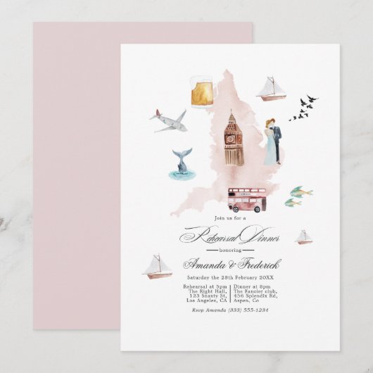 Invitation Royaume-Uni Destination Mariage (Devant / Derrière)