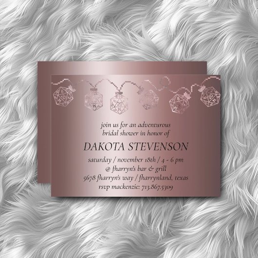 Invitation RPG Luxe | Mauve Sheen Tabletop Gamer Dice Lights