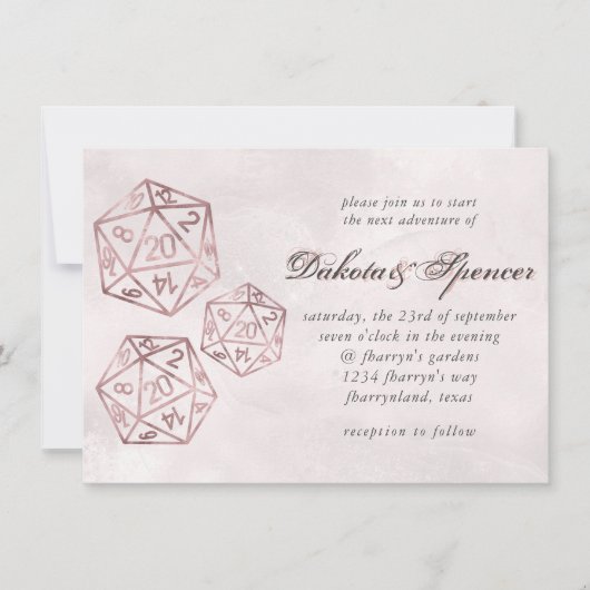 Invitation RPG Luxe | Mauve Smoke Imaginaire Tabletop Jeu Dic (Devant)