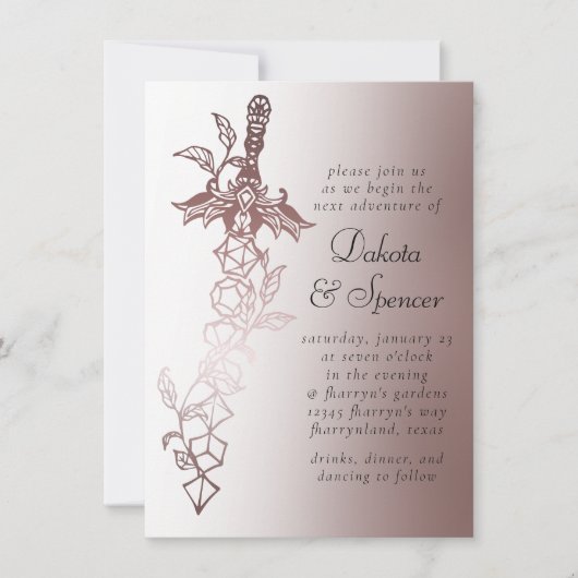 Invitation RPG Sword Luxe | Mauve Imaginaire Tabletop Gamer (Devant)