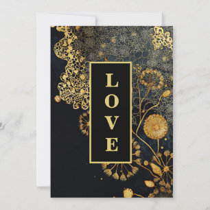 Invitation *~ RSVP 8 AR26 QR Gold Lace LOVE Vintage Wedding