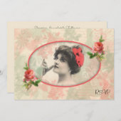 Invitation RSVP à la réception de mariage de femme victorienn (Devant / Derrière)