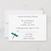 Invitation RSVP à la réception de mariage Teal Dragonflies (Dos)