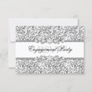 Invitation RSVP à la soirée de fiançailles Paillettes et Bijo