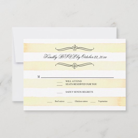 Invitation RSVP à rayures horizontales Citron Fleur de Citron (Dos)