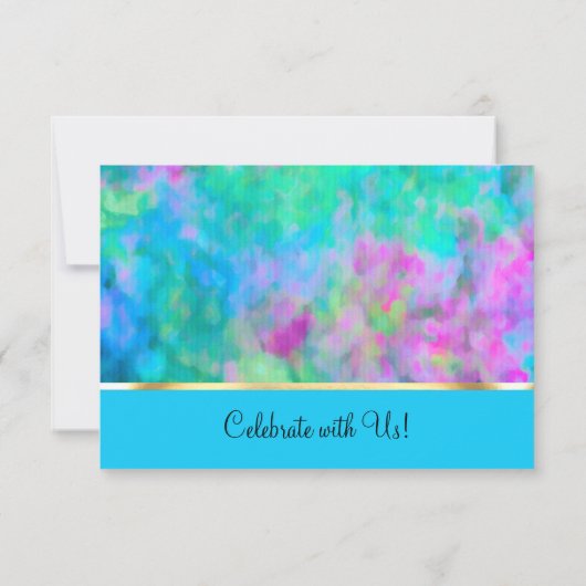 Invitation RSVP Abstract Design en bleu turquoise violet aqua (Dos)