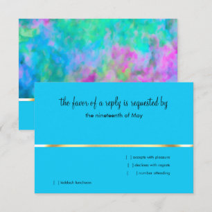 Invitation RSVP Abstract Design en bleu turquoise violet aqua