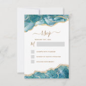 Invitation RSVP Agate Turquoise Turquoise Gold Mariage (Devant)