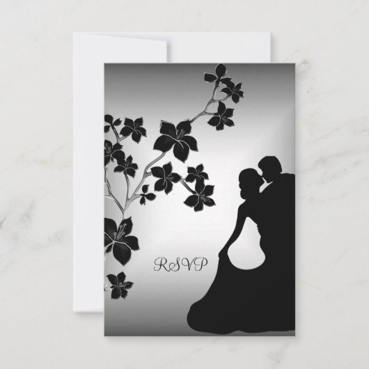Invitation RSVP Anniversaire Asiatique Noir Argent Couple Flo (Devant)