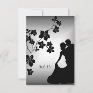 Invitation RSVP Anniversaire Asiatique Noir Argent Couple Flo