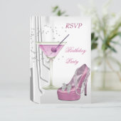 Invitation RSVP Anniversaire de la fête Blanc Martini Pearl C (Debout devant)