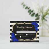 Invitation RSVP Anniversaire - Gold Black Royal Blue Card (Debout devant)