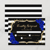 Invitation RSVP Anniversaire - Gold Black Royal Blue Card (Devant / Derrière)