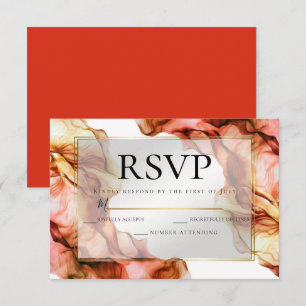 Invitation RSVP Aquarelle Abstraite Couleurs d'automne 4