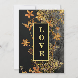 Invitation *~ RSVP AR26 QR 45 Gold Lace LOVE Vintage Wedding