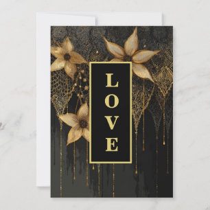 Invitation *~ RSVP AR26 QR 9 Gold Lace LOVE Vintage Wedding