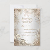 Invitation RSVP Argent Crème Perle Arc-en-ciel Flocon de Neig (Dos)