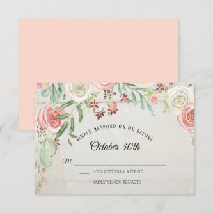 Invitation RSVP Art aquarelle rustique rose ivoire blush flor