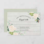 Invitation RSVP Art Floral Aquarelle Bois Rustique Rose Ivoir (Devant / Derrière)