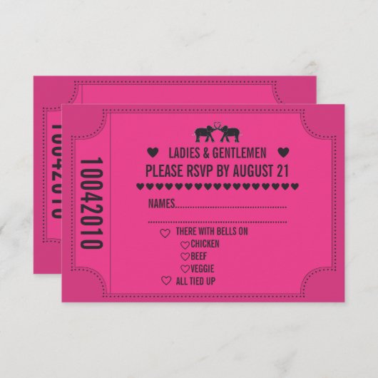 Invitation RSVP au billet de Carnaval 3,5x5 (Devant / Derrière)