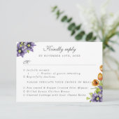 Invitation RSVP avec choix de repas fleurs de printemps d'aqu (Debout devant)