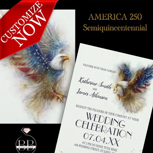 Invitation RSVP Bald Eagle Patriotic USA Semiquincentennial