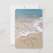 Invitation RSVP Beach Mariage avec les coeurs (Devant)
