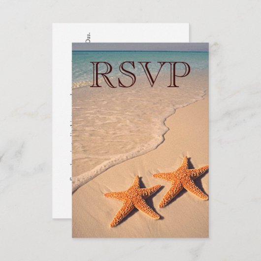 Invitation RSVP Beach Ocean Tropical Starfish Wedding RSVP In (Devant / Derrière)