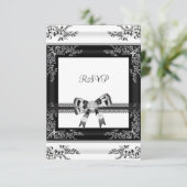Invitation RSVP Black White Lace Floral Diamant 3 (Debout devant)