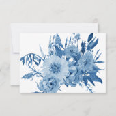 Invitation RSVP Bleu et Blanc Aquarelle Moderne Fleurs Mariag (Dos)