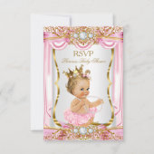 Invitation RSVP Blonde fille princesse Baby shower soie rose (Devant)