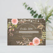 Invitation RSVP Bois Rustique Élégant Fleurs Peintes (Debout devant)