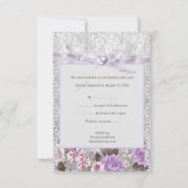 Invitation RSVP Bois Rustique Fleurs Mariage Lavande Dentelle (Dos)