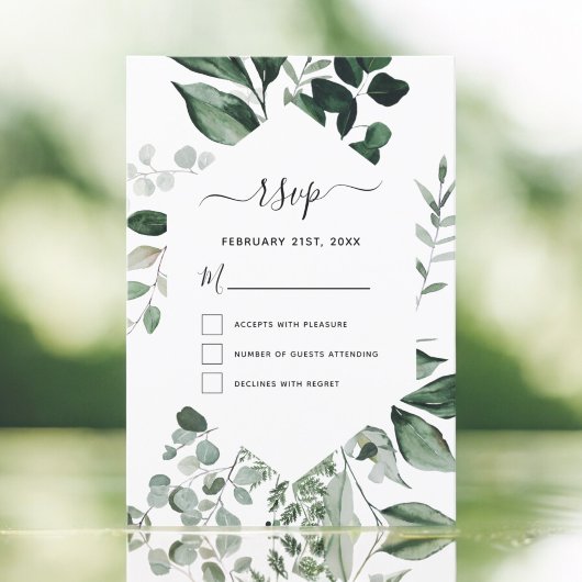 Invitation RSVP Botanical Greenery Foliage Watercolor Mariage