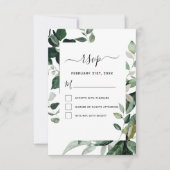 Invitation RSVP Botanical Greenery Foliage Watercolor Mariage (Devant)