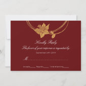 Invitation RSVP Burgundy Maroon Gold Floral Wreath Lux (Devant)