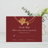 Invitation RSVP Burgundy Maroon Gold Floral Wreath Lux (Debout devant)