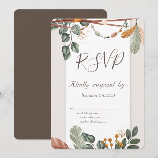 Invitation RSVP Chic Boho (Devant / Derrière)