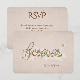 Invitation RSVP-corde pour toujours avec des fleurs