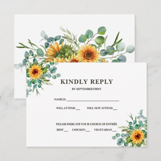 Invitation RSVP Coucher de soleil rustique Couleur (Devant / Derrière)