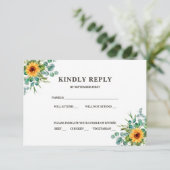 Invitation RSVP Couleurs d'Automne Tournesol Rusti (Debout devant)