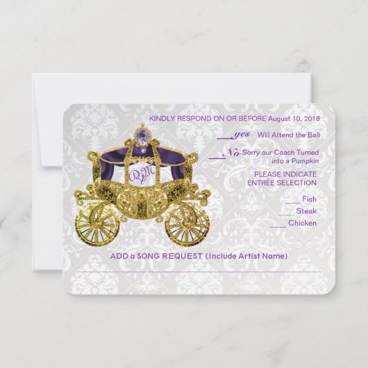 Invitation RSVP de Conte de Fées Royal avec Demande de Chanso (Dos)