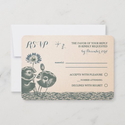 Invitation RSVP de la Lys d'eau et de la libellule (Devant)