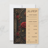Invitation RSVP de la Rose rouge gothique (Devant)