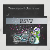 Invitation RSVP de mariage à moto avec pot Mason (Devant / Derrière)